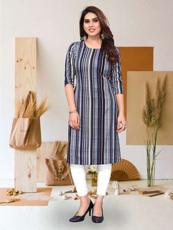 women pack of 4 printed three quarter sleeve straight kurta - 22260093 -  Standard Image - 4