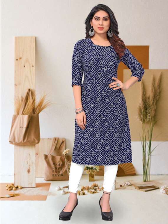 women pack of 4 printed three quarter sleeve straight kurta - 22260183 -  Standard Image - 1