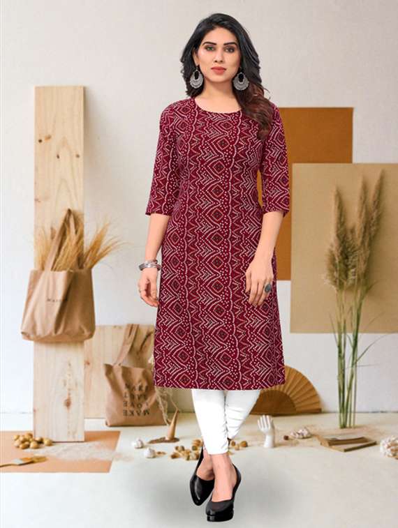 women pack of 4 printed three quarter sleeve straight kurta - 22260183 -  Standard Image - 4