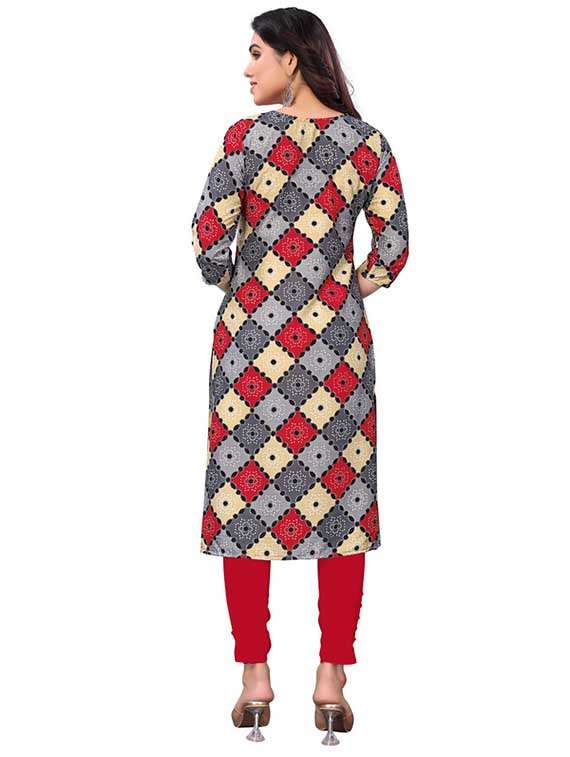women pack of 2 printed three quarter sleeve straight kurta - 22260395 -  Standard Image - 1