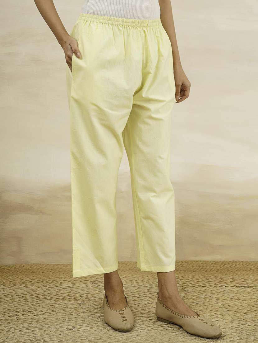 women solid mid rise relaxed fit straight palazzo - 22260683 -  Standard Image - 1
