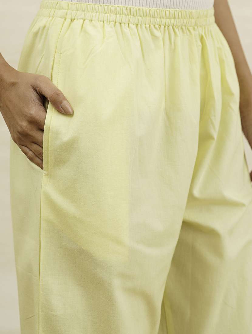 women solid mid rise relaxed fit straight palazzo - 22260683 -  Standard Image - 4