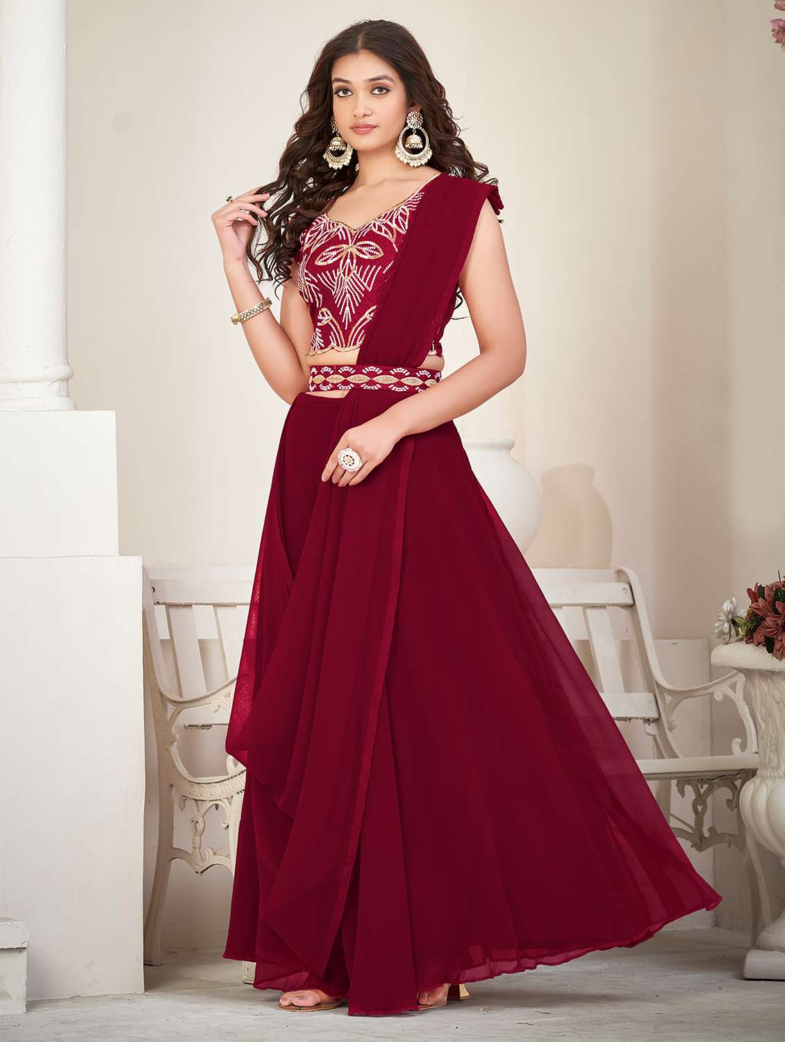 women solid semi stitched flared lehenga - 22260697 -  Standard Image - 1