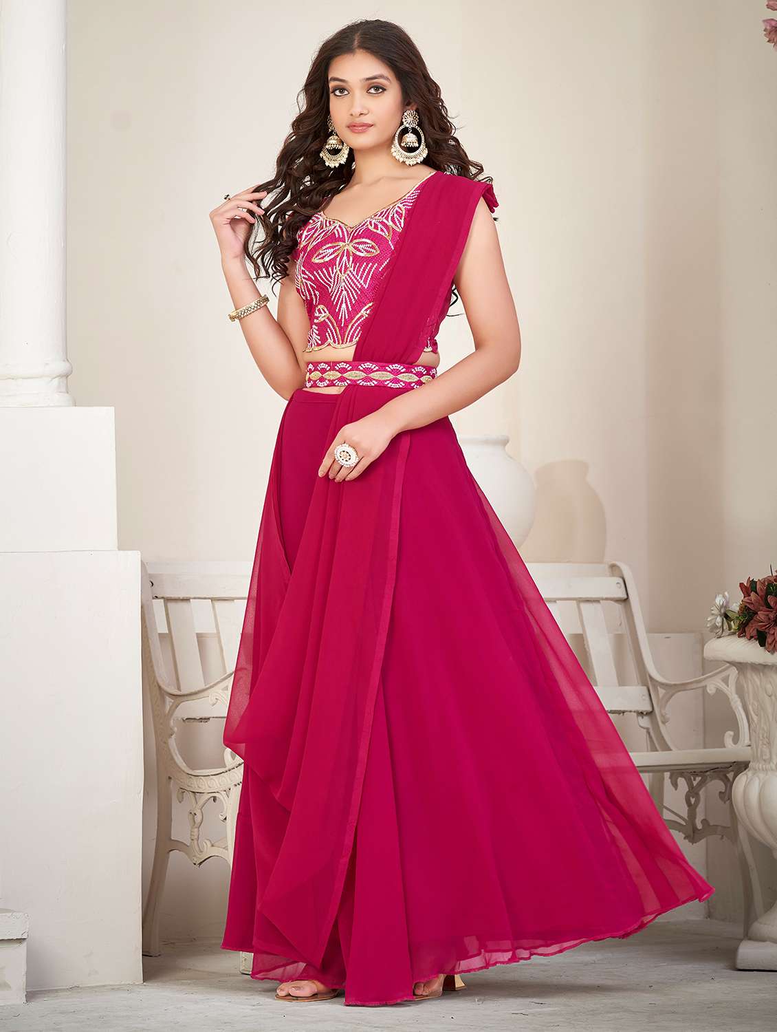 women solid semi stitched flared lehenga - 22260698 -  Standard Image - 1