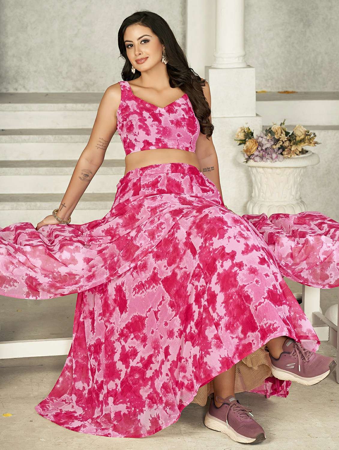 women floral semi stitched flared lehenga - 22260720 -  Standard Image - 1