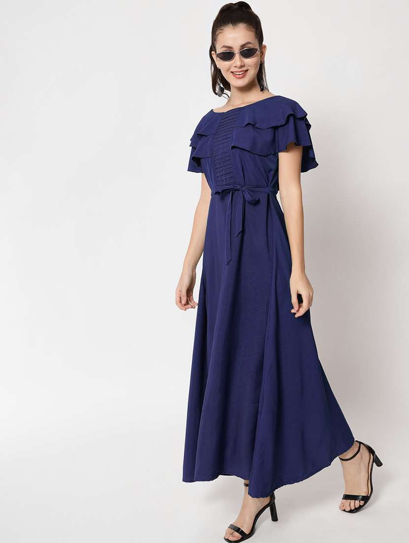 women solid off shoulder fit and flared dress