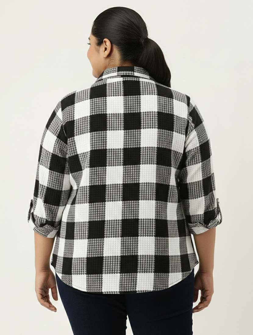 women plus size checkered long sleeve shirt - 22260744 -  Standard Image - 1