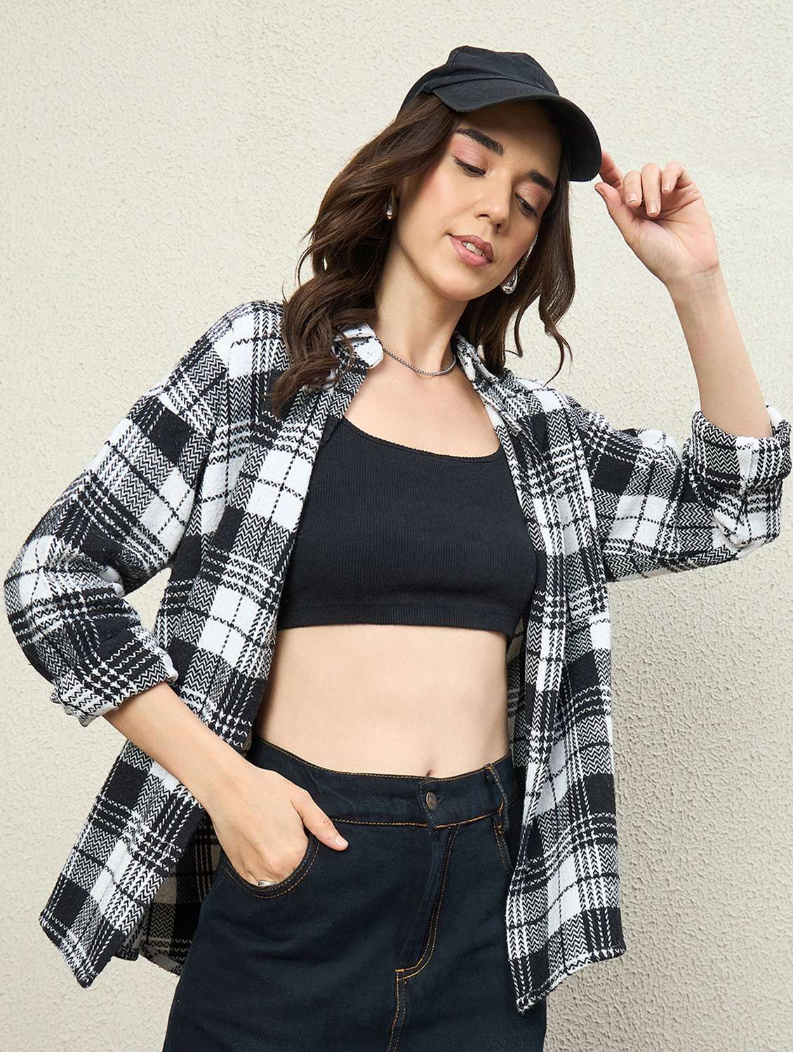 women collared long sleeve oversized shirt