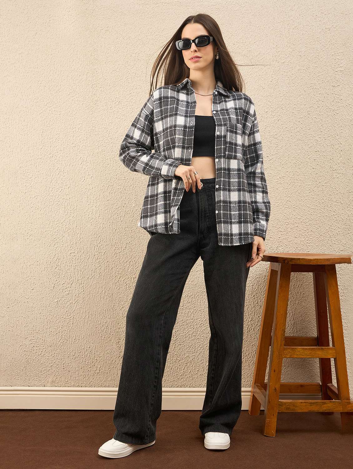 women collared long sleeve oversized shirt - 22260749 -  Standard Image - 4