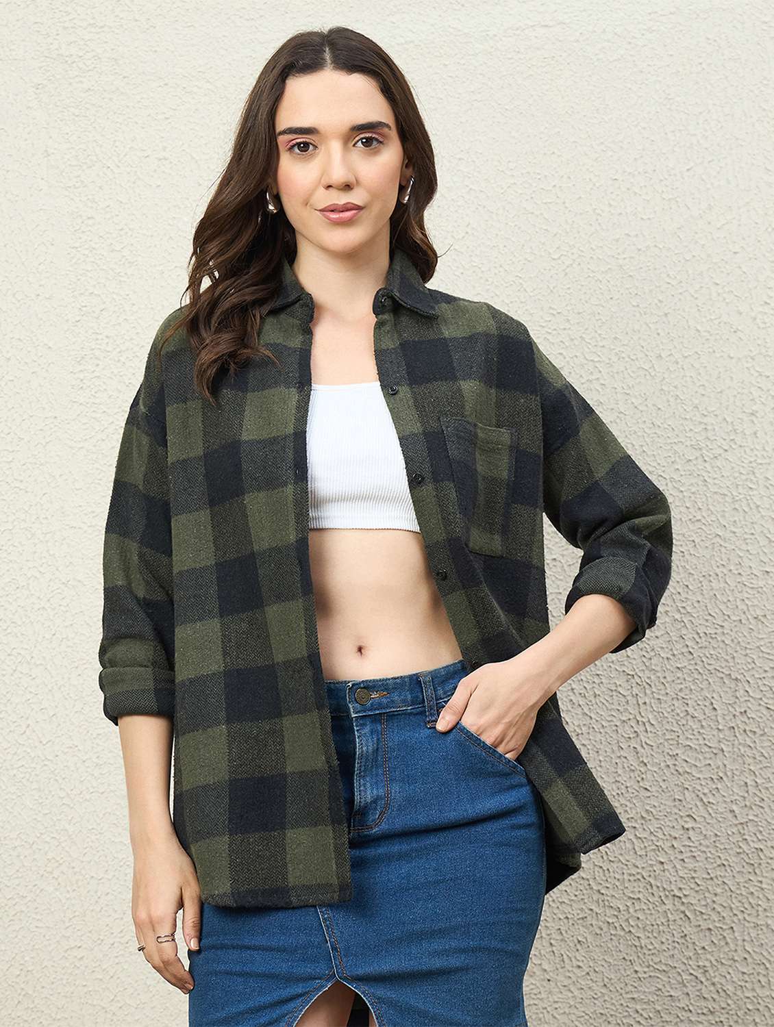 women collared long sleeve oversized shirt - 22260752 -  Standard Image - 1