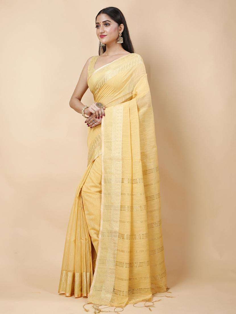 women solid with bordered saree - 22260791 -  Standard Image - 1