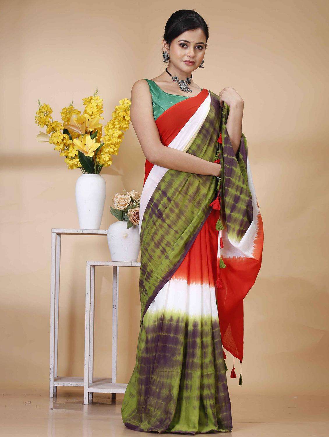 women tie & dye printed handloom saree - 22260915 -  Standard Image - 1