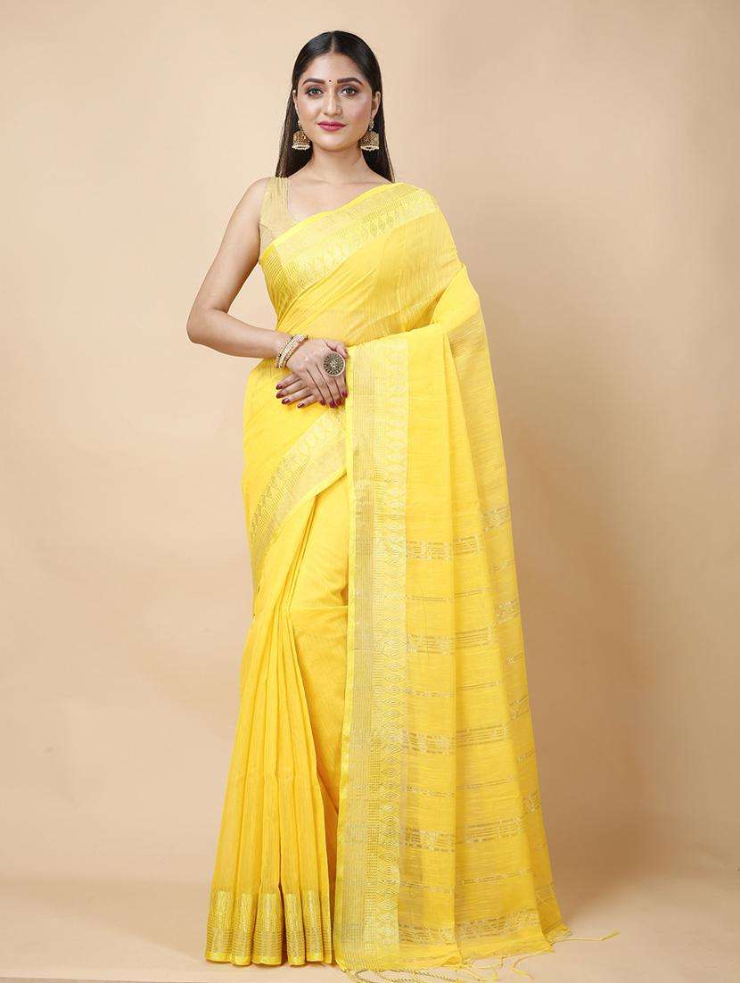 women solid with bordered saree