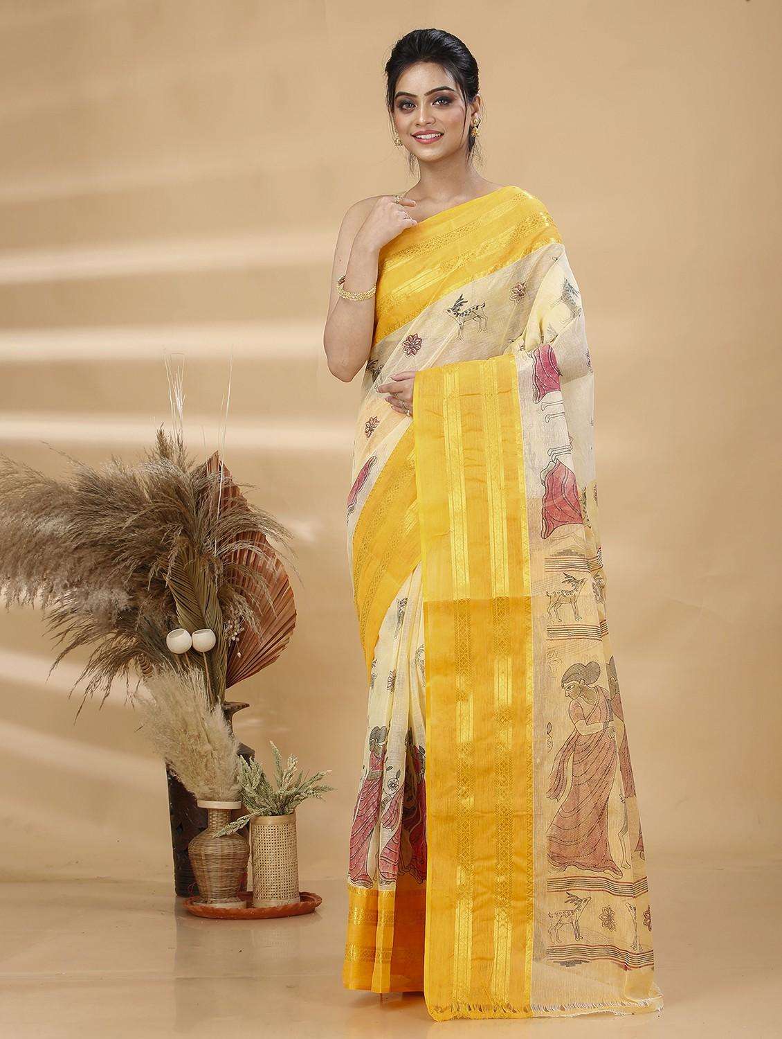 women printed handloom saree - 22260952 -  Standard Image - 1