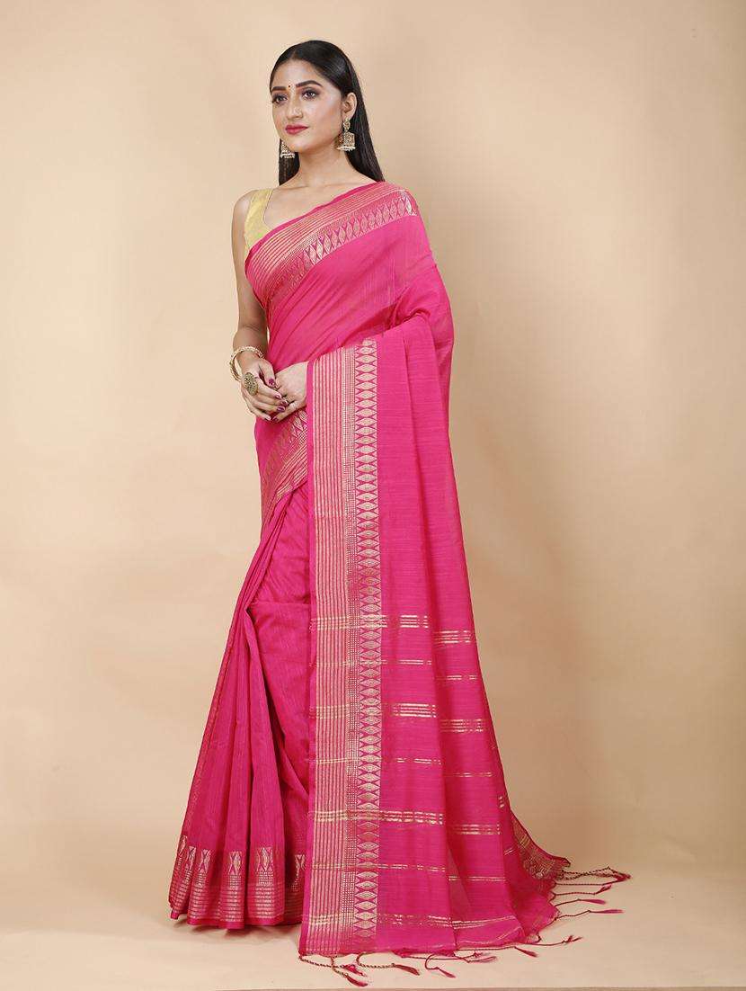 women solid with bordered saree - 22260991 -  Standard Image - 1
