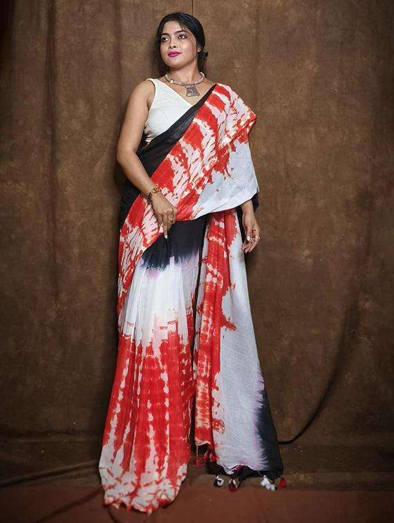 women tie & dye printed handloom saree - 22261067 -  Standard Image - 1