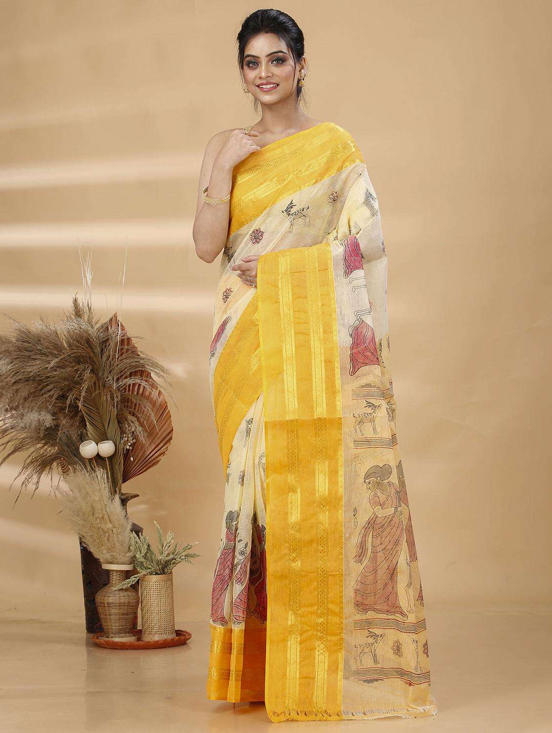 women printed handloom saree - 22261214 -  Standard Image - 1