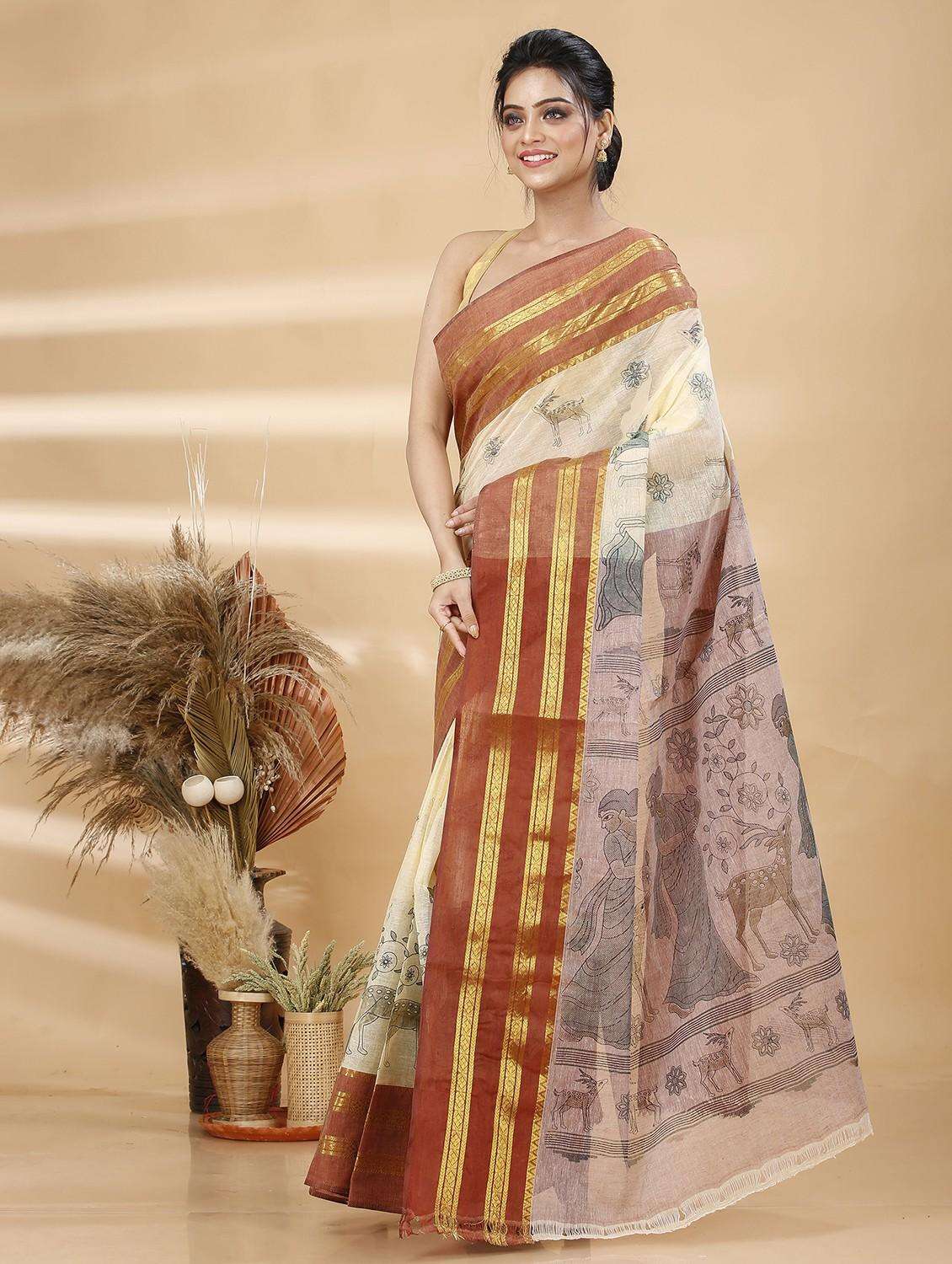 women printed handloom saree - 22261267 -  Standard Image - 1