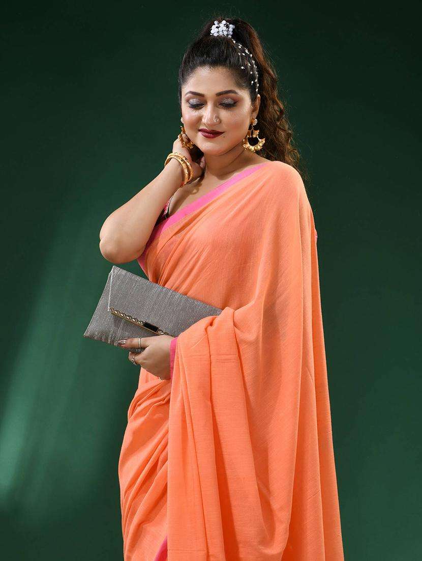 women solid handloom saree - 22261278 -  Standard Image - 1