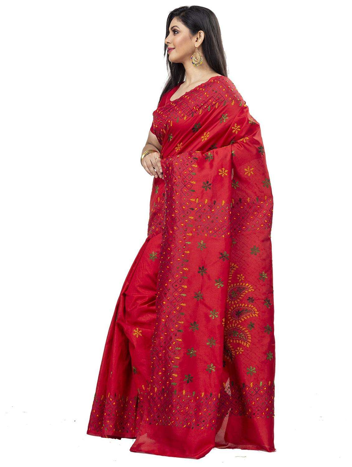 women solid with work handloom saree - 22261330 -  Standard Image - 1