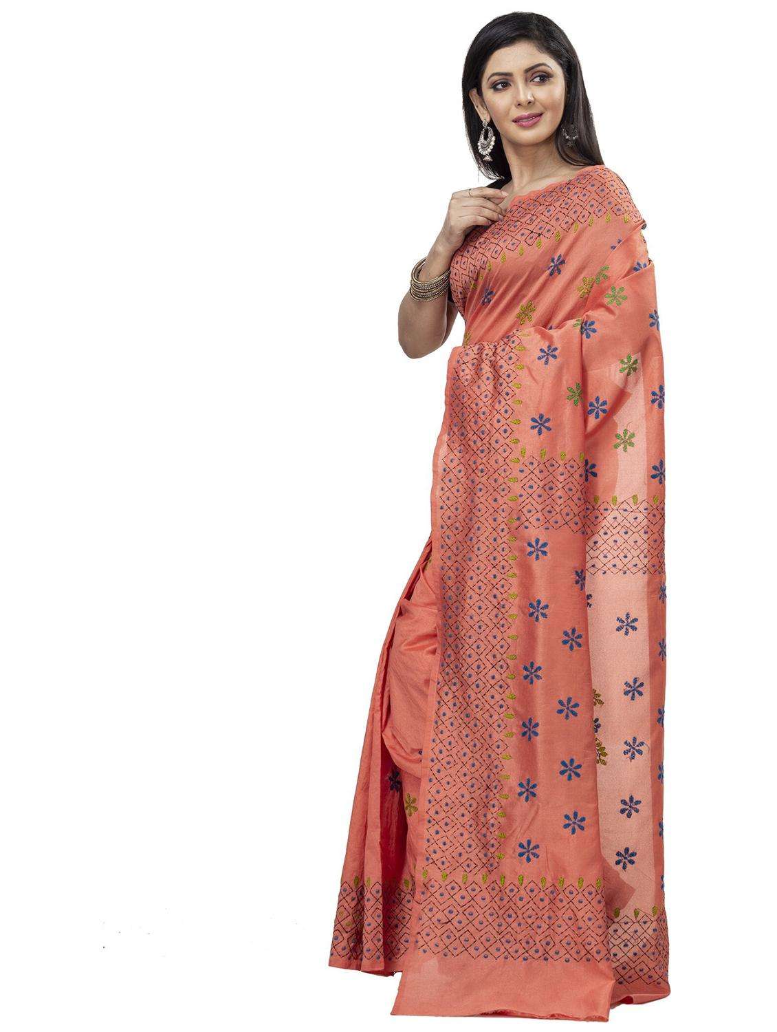 women solid with work handloom saree - 22261343 -  Standard Image - 1
