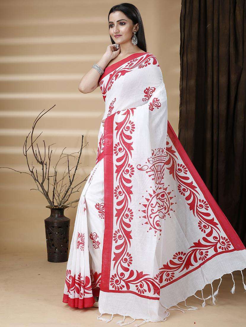women printed handloom saree - 22261352 -  Standard Image - 1