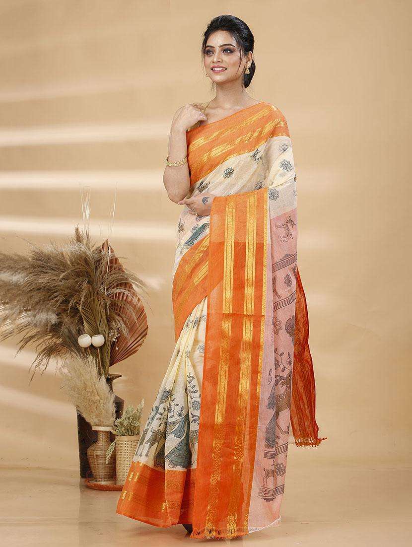 women printed handloom saree - 22261611 -  Standard Image - 1