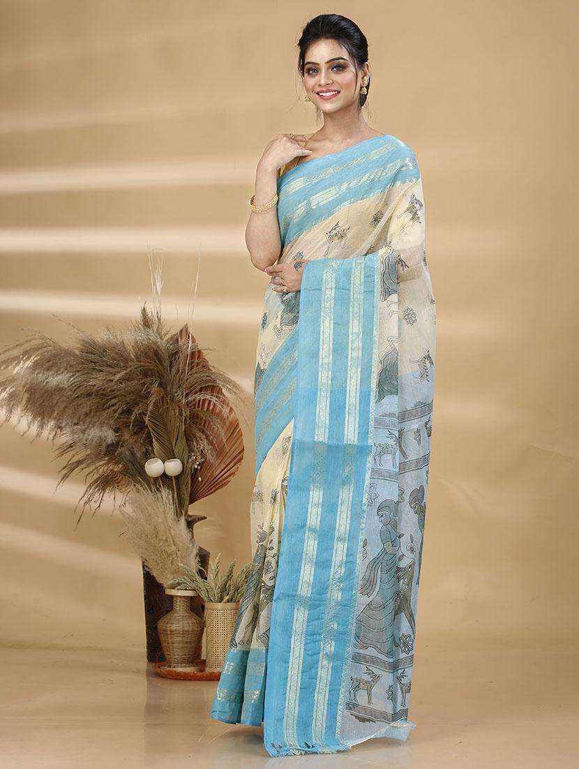 women printed handloom saree - 22261613 -  Standard Image - 1