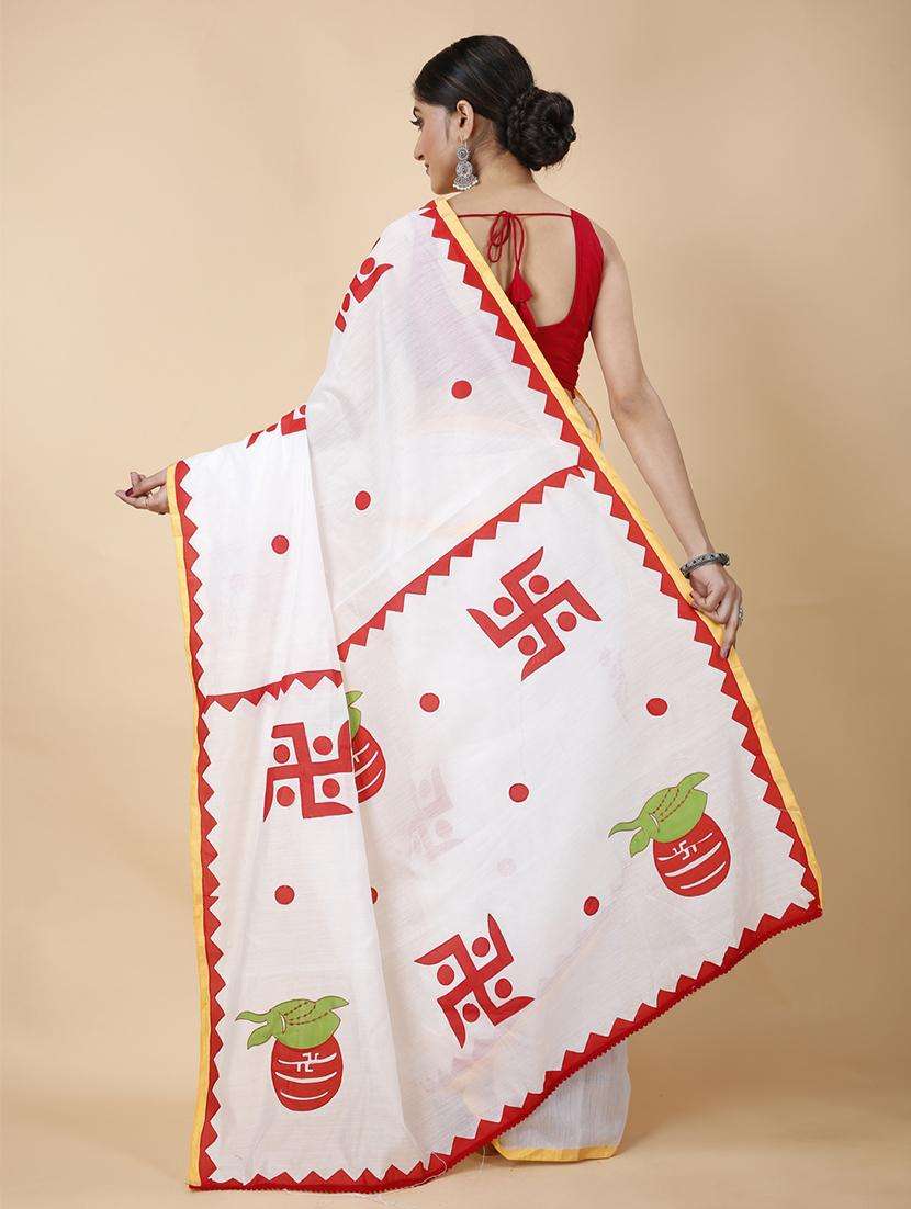 women solid with work handloom saree with blouse - 22261680 -  Standard Image - 1