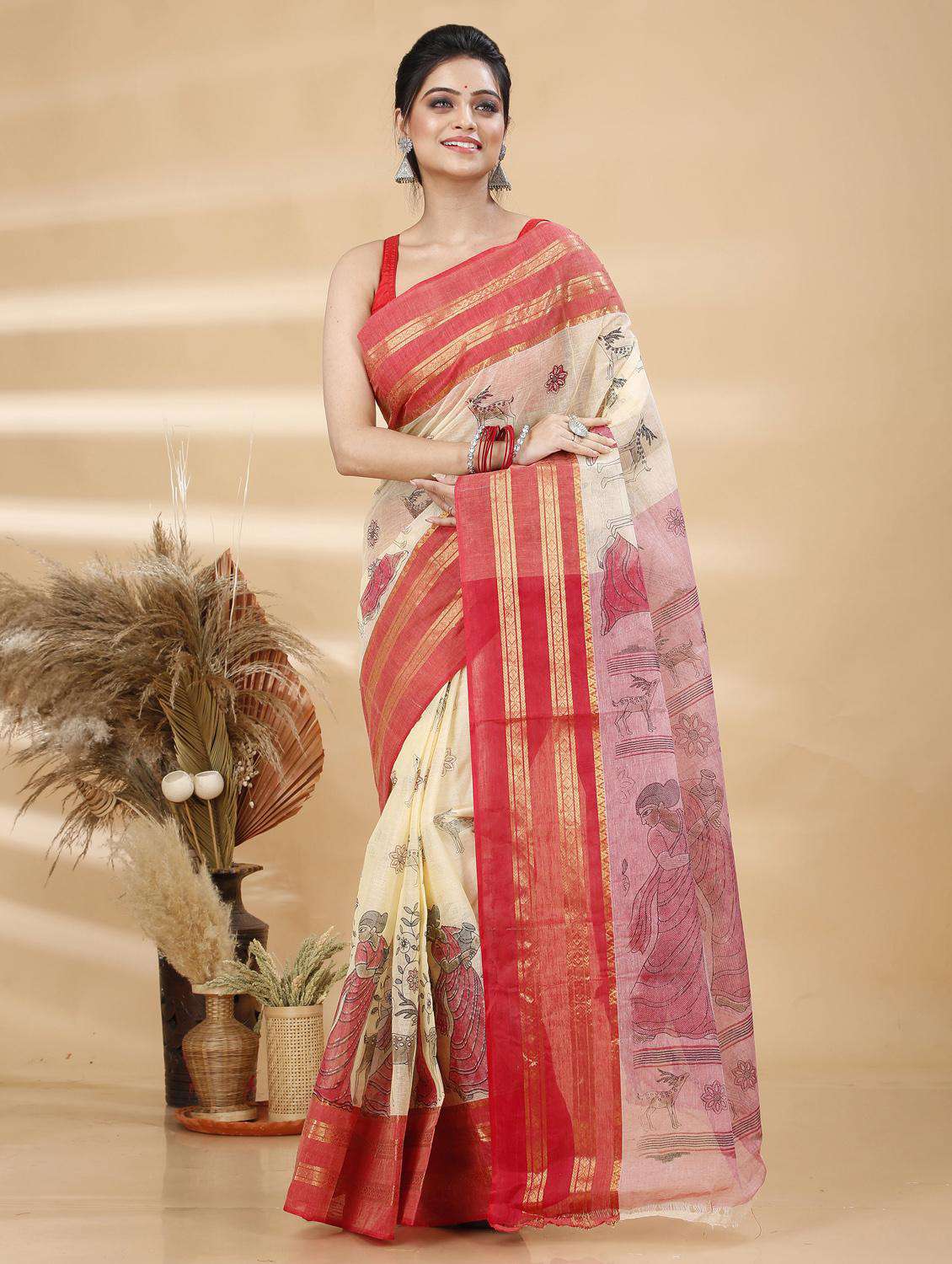 women printed handloom saree