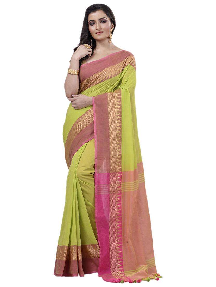 women solid with bordered saree