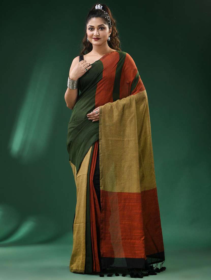women color block handloom saree - 22263313 -  Standard Image - 1