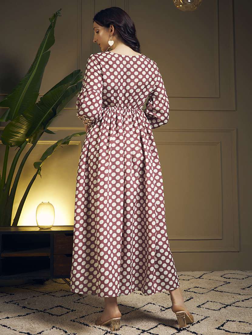 women polka dot printed puff sleeve maxi dress - 22263396 -  Standard Image - 4