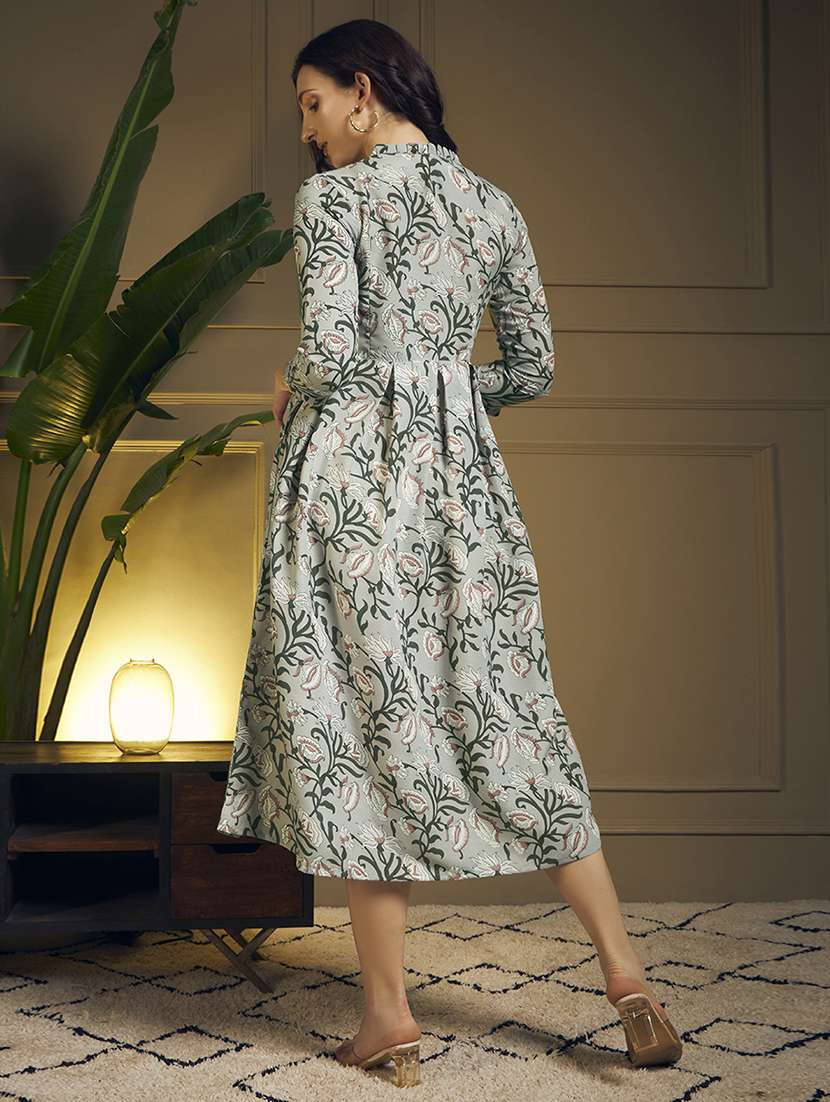 women floral three quarter sleeve fit & flare ethnic dress - 22263404 -  Standard Image - 4
