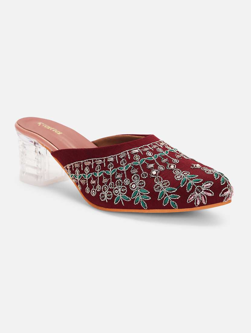 women embroidered block heel mules - 22263415 -  Standard Image - 1