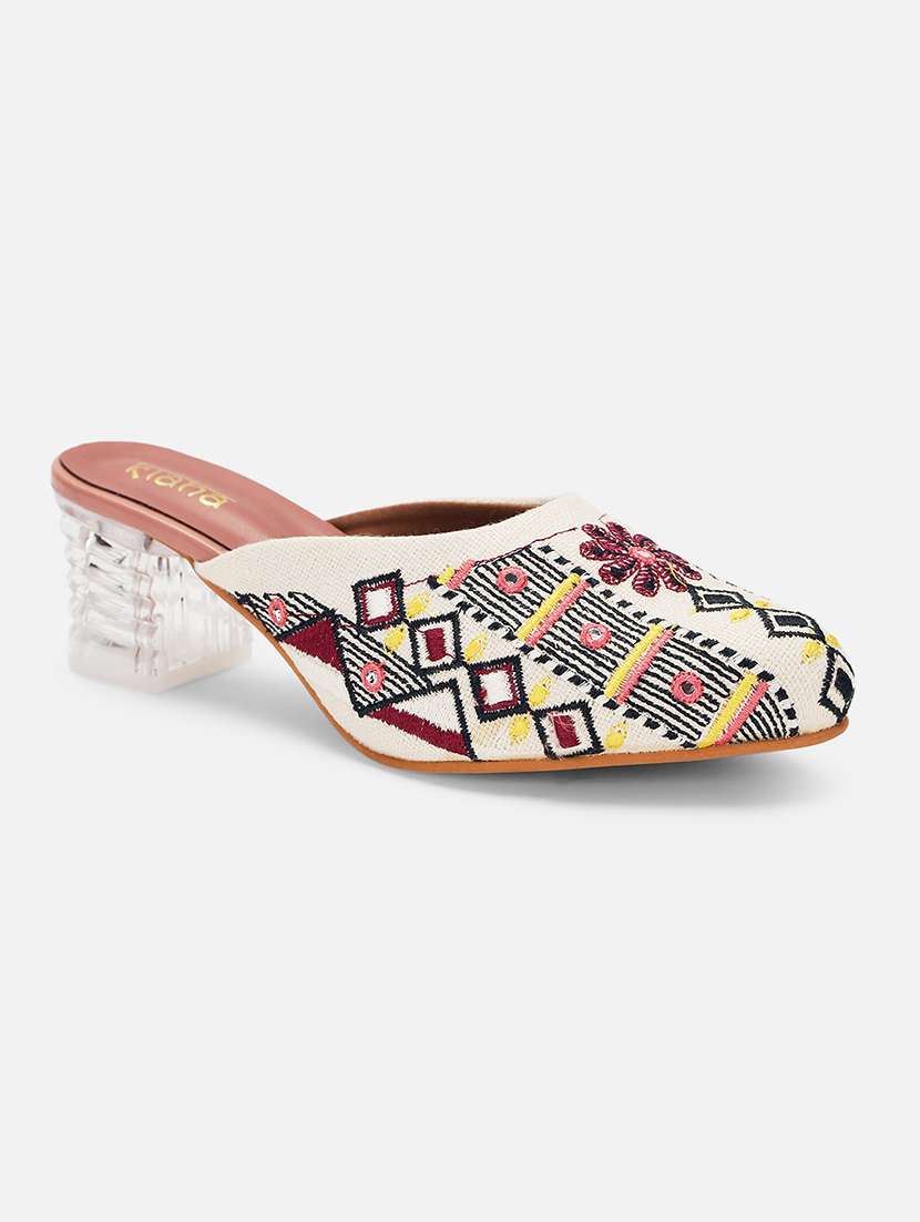 women embroidered block heel mules - 22263416 -  Standard Image - 1
