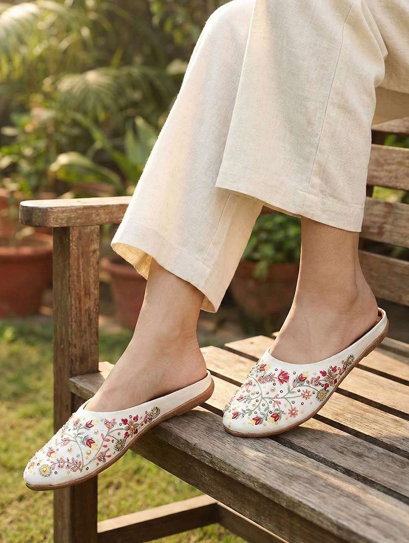 women embroidered flat mules - 22263429 -  Standard Image - 1