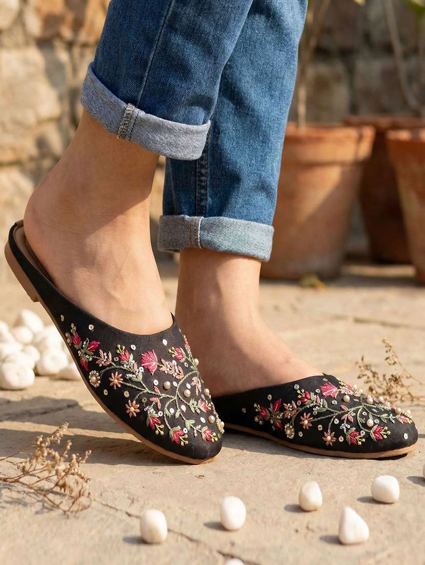 women embroidered flat mules - 22263430 -  Standard Image - 1