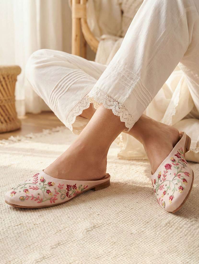 women embroidered flat mules - 22263442 -  Standard Image - 1
