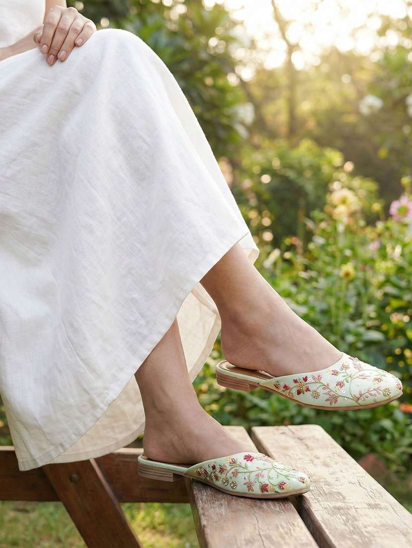 women embroidered flat mules - 22263443 -  Standard Image - 1