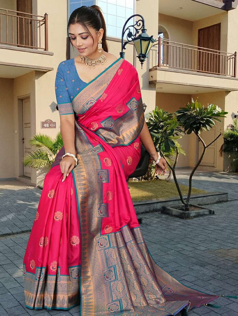 women self design kanjivaram saree with blouse - 22263460 -  Standard Image - 1