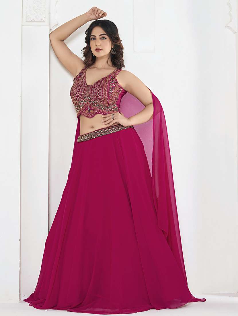 women solid semi stitched flared lehenga - 22263488 -  Standard Image - 1