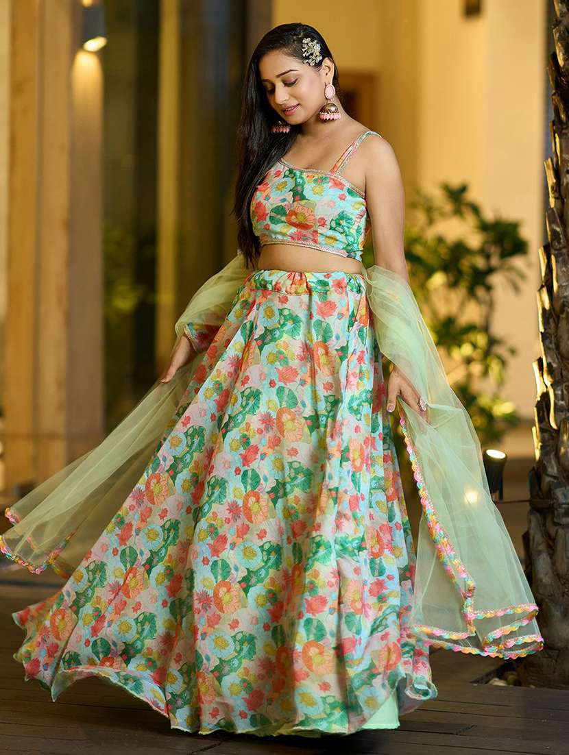 women floral semi stitched flared lehenga - 22263490 -  Standard Image - 1