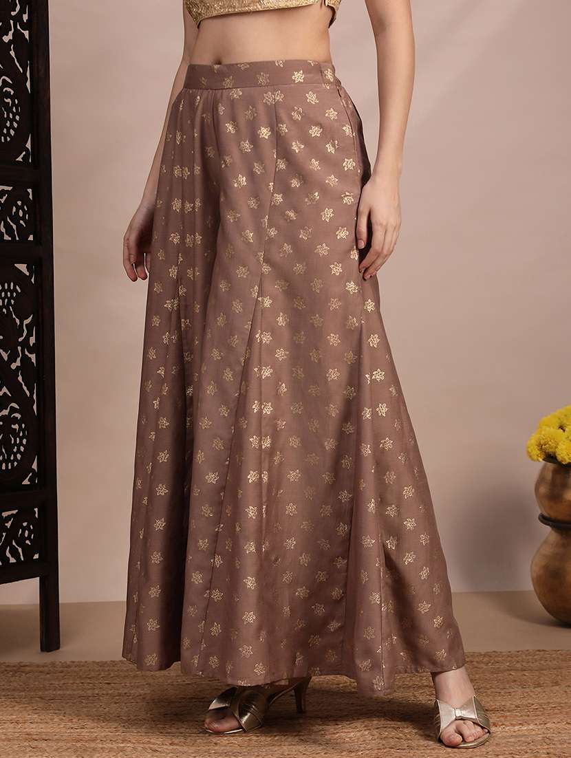 women foil print high rise flared palazzo - 22263509 -  Standard Image - 1