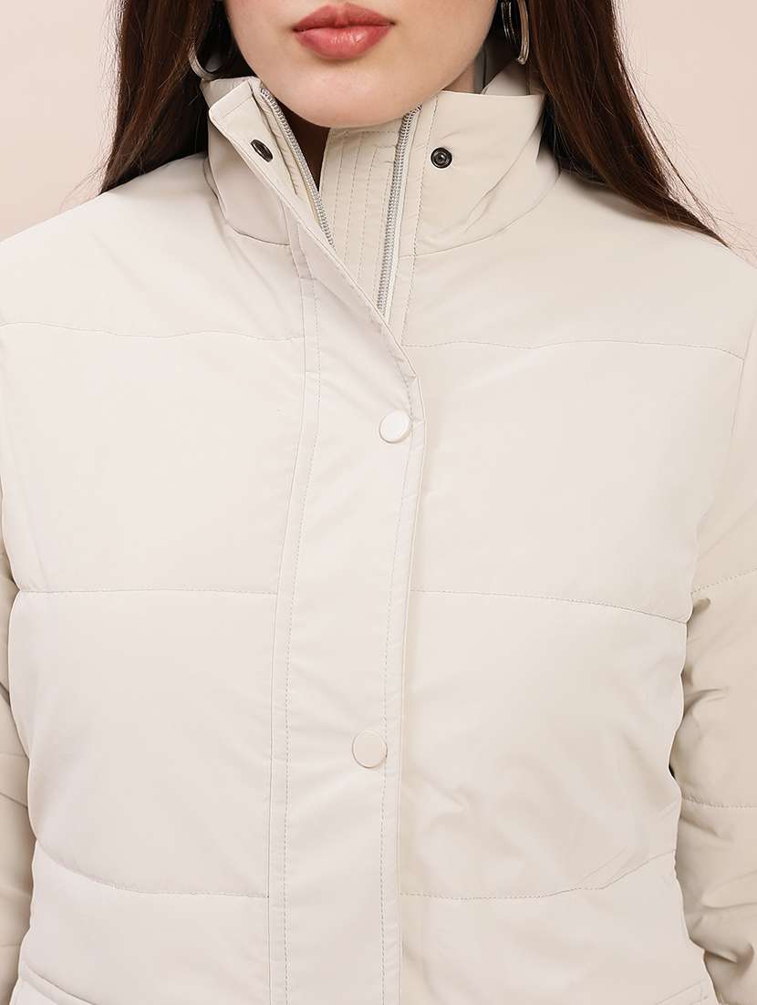 women solid long sleeve puffer jacket - 22263510 -  Standard Image - 4