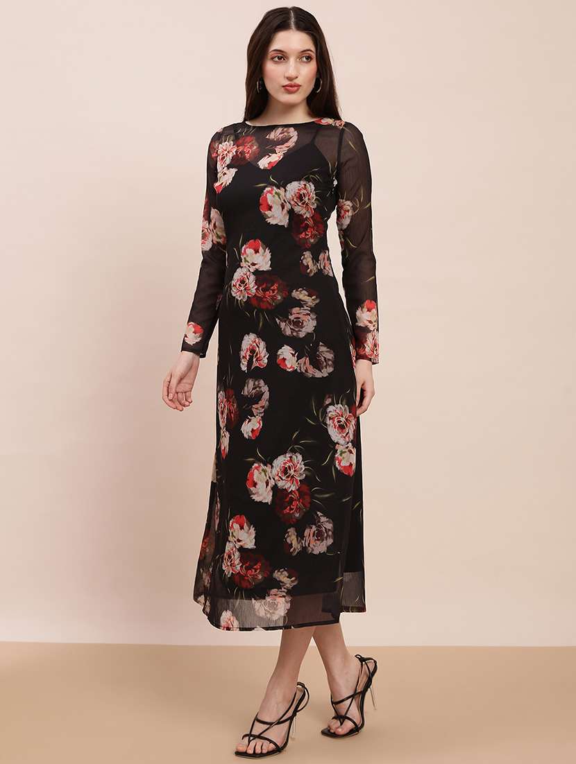 women floral print long sleeve a-line dress - 22263513 -  Standard Image - 1