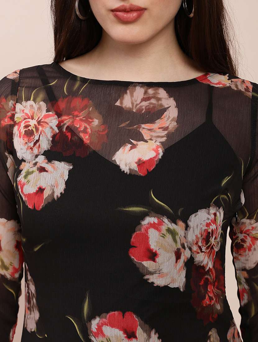 women floral print long sleeve a-line dress - 22263513 -  Standard Image - 4