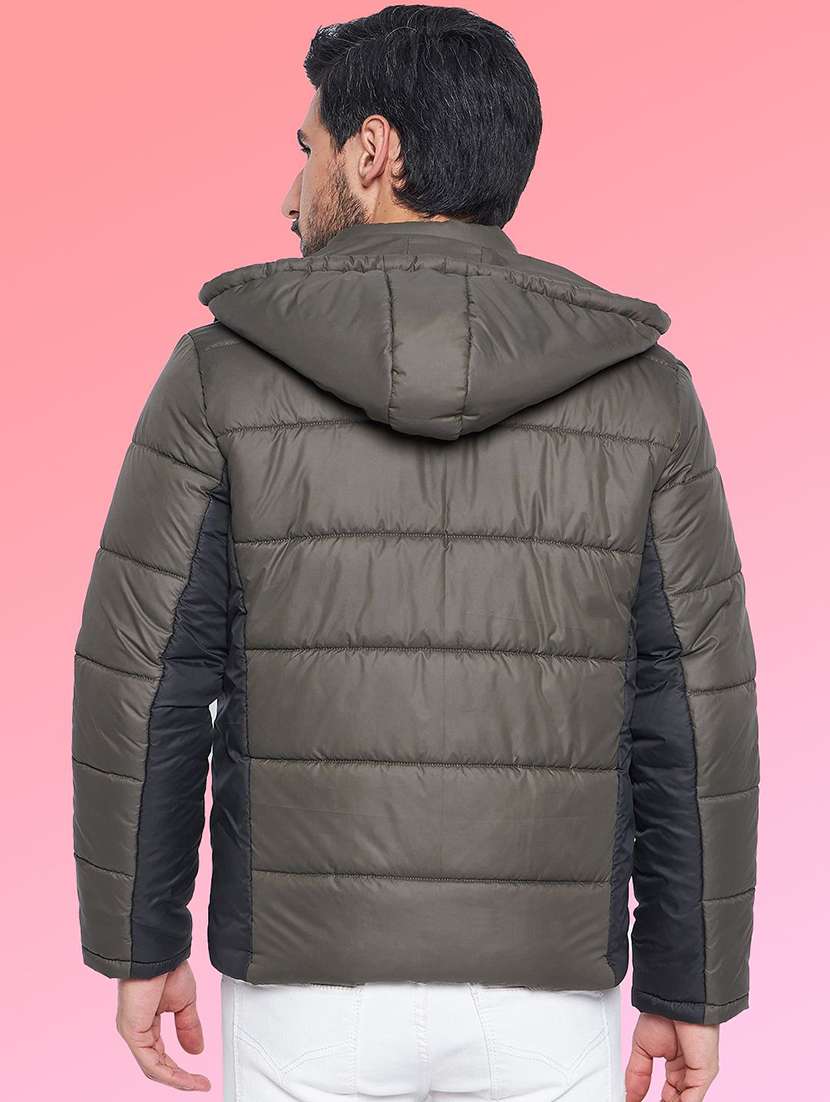 men color block long sleeve puffer jacket - 22263588 -  Standard Image - 1