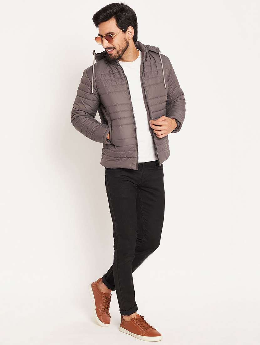 men solid long sleeve hooded puffer jacket - 22263593 -  Standard Image - 4