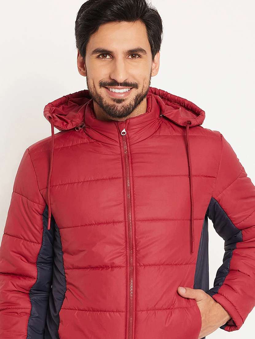 men color blocked long sleeve hooded puffer jacket - 22263621 -  Standard Image - 1